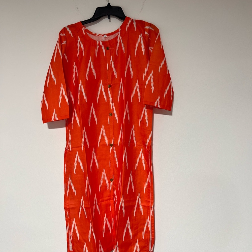 Cotton ikkat kurtis comes in Large size